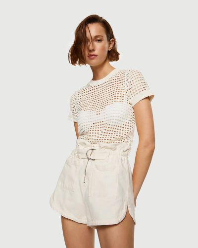 Openwork cotton-blend T-shirt (Demo)